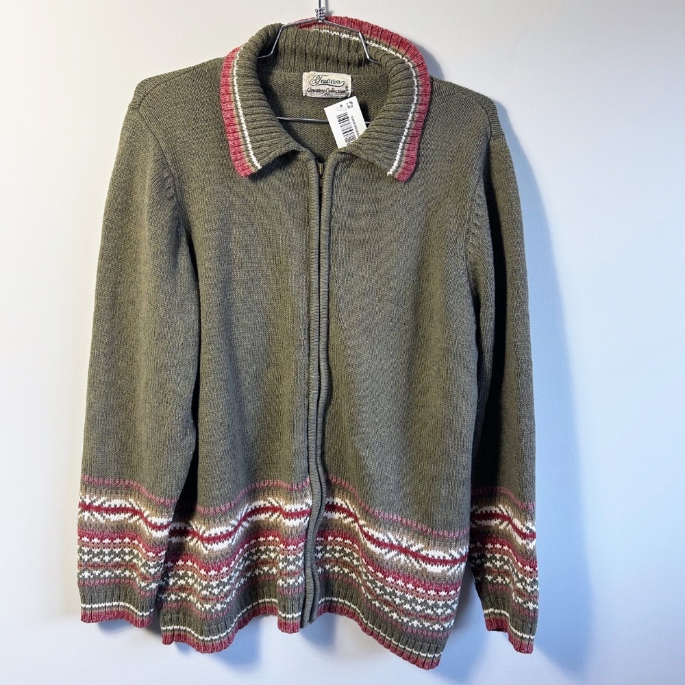 Vintage Tradition Country Collection Plus Zip Front Cardigan